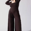 Go With The Flow Long Sleeve Jumpsuit - Cocoa