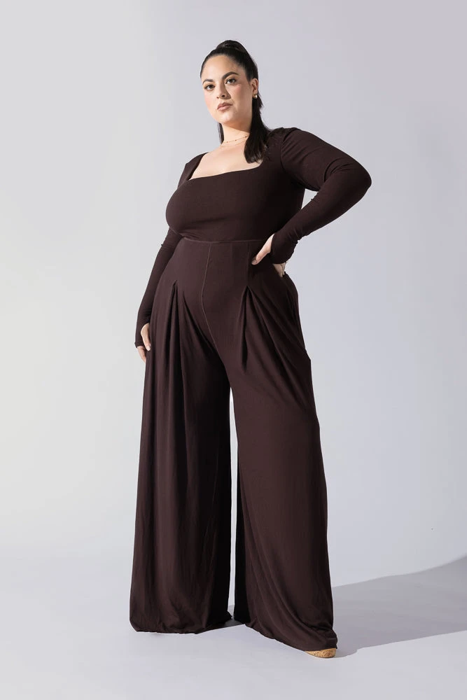 Go With The Flow Long Sleeve Jumpsuit - Cocoa 7 Go With The Flow Long Sleeve Jumpsuit - Cocoa - Image 7