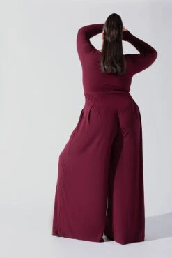 Go With The Flow Long Sleeve Jumpsuit - Garnet -Quality Sport Wear Go With The Flow Long Sleeve Jumpsuit Garnet G1017 0023copy