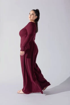 Go With The Flow Long Sleeve Jumpsuit - Garnet -Quality Sport Wear Go With The Flow Long Sleeve Jumpsuit Garnet G1017 0054copy