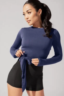 Bow Back Long Sleeve - Dark Navy -Quality Sport Wear June7POPFLEXPhotoshootArleneOutfit20644 Edit 1 3d14becb e6e5 462a aac5 0657c727bec4