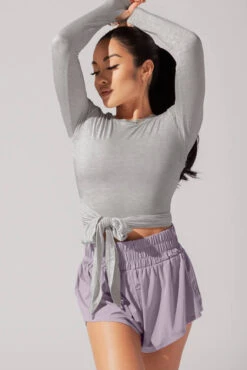 Bow Back Long Sleeve - Heather Grey -Quality Sport Wear June7POPFLEXPhotoshootArleneOutfit21005 Edit 1 3076bffa 5c73 4012 928d 71a99fed015d