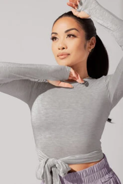 Bow Back Long Sleeve - Heather Grey -Quality Sport Wear June7POPFLEXPhotoshootArleneOutfit21022 Edit 1 71027057 ab85 482f a01e f731538290bd