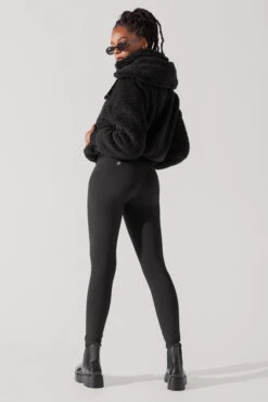 The Kinsley Bomber Jacket In Faux Sherpa - Black -Quality Sport Wear KinsleyBomberJacket Black 5020 0018 Edit