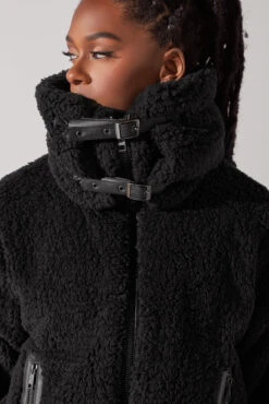 The Kinsley Bomber Jacket In Faux Sherpa - Black -Quality Sport Wear KinsleyBomberJacket Black 5020 0091 Edit