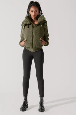 The Kinsley Bomber Jacket In Faux Sherpa - Olive -Quality Sport Wear KinsleyBomberJacket Olive 5020 0001 Edit