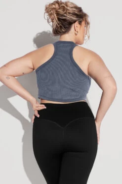 Let's Go Seamless Crop Top - Vintage Indigo -Quality Sport Wear Let sGoCropTop vintageindigo SSLeggings Black 1215 Edit