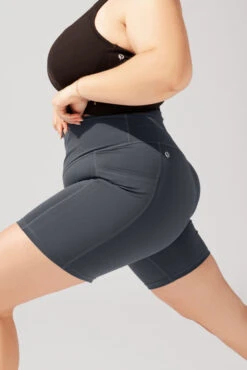 Crisscross Hourglass® Biker Short With Pockets (Pet Hair Resistant) - Smoky Grey -Quality Sport Wear OPF2098 Edit