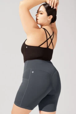 Crisscross Hourglass® Biker Short With Pockets (Pet Hair Resistant) - Smoky Grey -Quality Sport Wear OPF2128 Edit