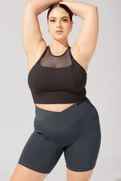 Crisscross Hourglass® Biker Short With Pockets (Pet Hair Resistant) - Smoky Grey