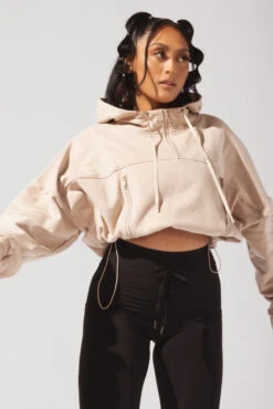 Half Zip Warm Up Hoodie - Latte -Quality Sport Wear OPF2166 Edit