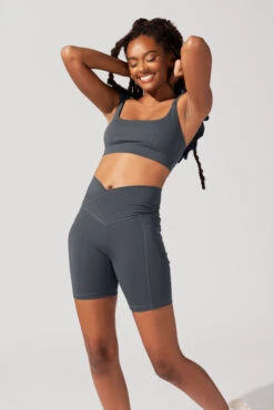 Crisscross Hourglass® Biker Short With Pockets (Pet Hair Resistant) - Smoky Grey -Quality Sport Wear OPF3023 Edit