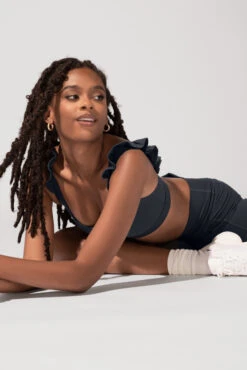 Romance Ruffle Bra - Smoky Grey -Quality Sport Wear OPF3044 Edit