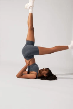 Crisscross Hourglass® Biker Short With Pockets (Pet Hair Resistant) - Smoky Grey -Quality Sport Wear OPF3059 Edit