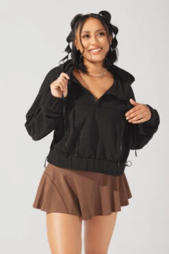 Half Zip Warm Up Hoodie - Black -Quality Sport Wear OPF3569 Edit