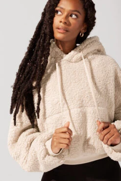 Faux Sherpa Pullover Cloud Hoodie - Taupe -Quality Sport Wear OPF5218 Edit