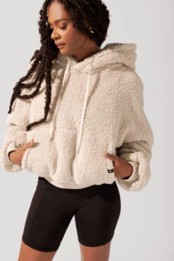 Faux Sherpa Pullover Cloud Hoodie - Taupe -Quality Sport Wear OPF5235 Edit