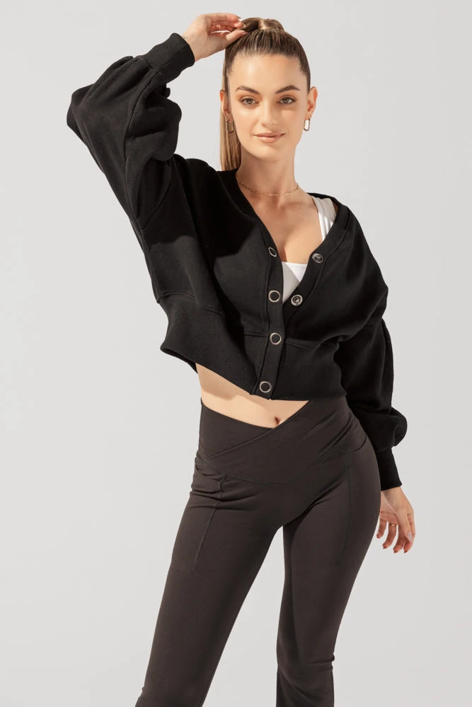 Belle Cropped Cardigan - Black 1 Belle Cropped Cardigan - Black