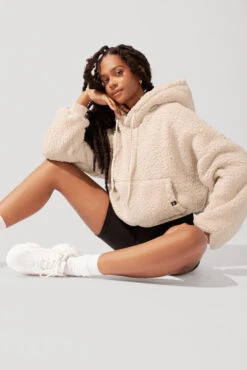 Faux Sherpa Pullover Cloud Hoodie - Taupe -Quality Sport Wear OPF5269 Edit
