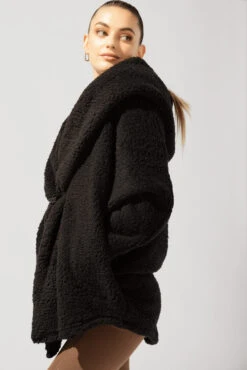 Faux Sherpa Cocoon Coat - Black 16 Faux Sherpa Cocoon Coat - Black -Quality Sport Wear OPF5336 Edit