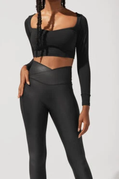 Sweetheart Long Sleeve Crop Top - Black -Quality Sport Wear OPF5844 Edit 78417f0d 7dc7 407b a84e f1d7777d7d38