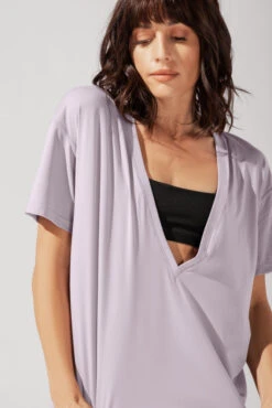Daring Deep V Tee - Lilac Haze -Quality Sport Wear OPF7554 Edit