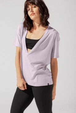 Daring Deep V Tee - Lilac Haze -Quality Sport Wear OPF7570 Edit