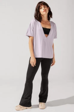 Daring Deep V Tee - Lilac Haze -Quality Sport Wear OPF7616 Edit