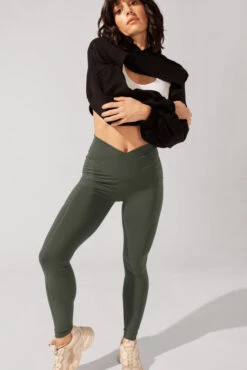 Crisscross Hourglass® Leggings With Pockets - Dark Sage 9 Crisscross Hourglass® Leggings With Pockets - Dark Sage -Quality Sport Wear OPF7848 Edit