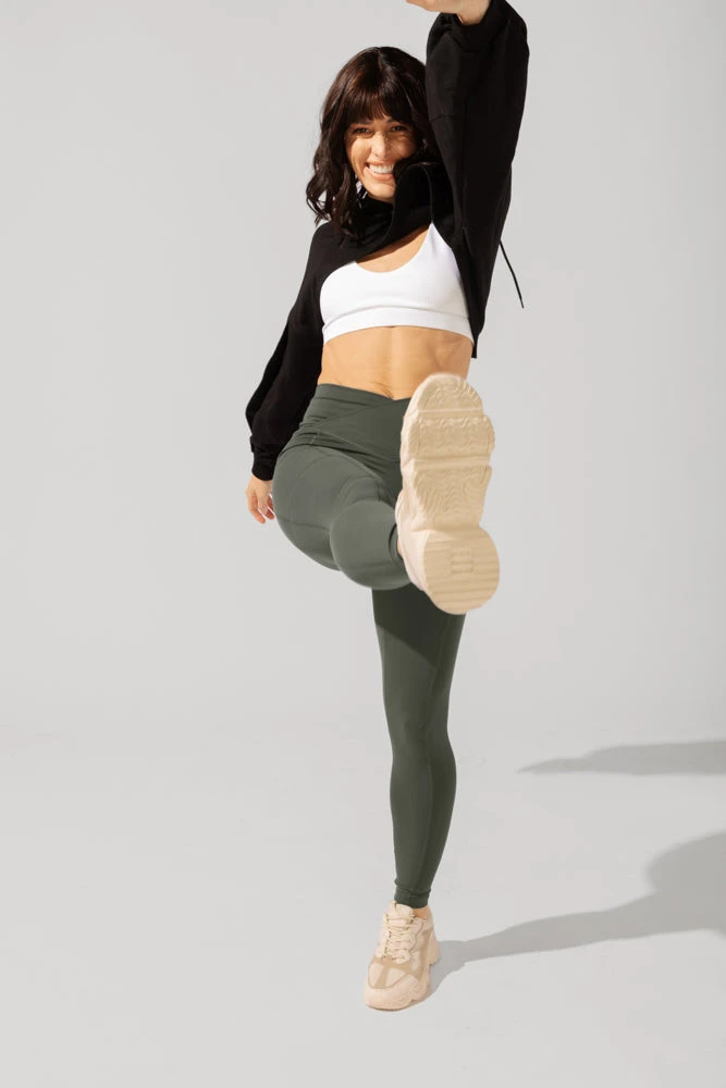 Crisscross Hourglass® Leggings With Pockets - Dark Sage 7 Crisscross Hourglass® Leggings With Pockets - Dark Sage - Image 7