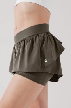 On The Run Ruffle Short - Deep Olive -Quality Sport Wear OntheRunRuffleShort BlackOlive 4017 1276 Edit 181bfa7a aec5 4ded b9d9 fb343afaa2bc