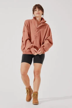 Ooey Gooey Half Zip Sweater - Canyon Clay -Quality Sport Wear OoeyGooeyHalfZip Cinnamon E1016 4665 Edit