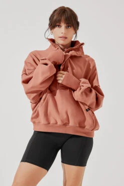 Ooey Gooey Half Zip Sweater - Canyon Clay -Quality Sport Wear OoeyGooeyHalfZip Cinnamon E1016 4688 Edit