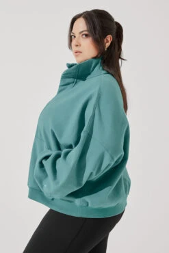 Ooey Gooey Half Zip Sweater - Turquoise -Quality Sport Wear OoeyGooeyHalfZip Emerald E1016 4388 Edit
