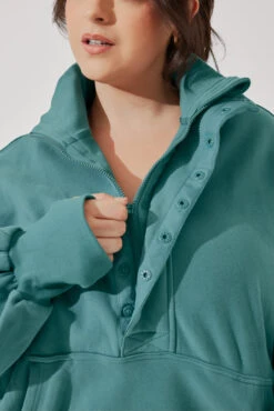 Ooey Gooey Half Zip Sweater - Turquoise -Quality Sport Wear OoeyGooeyHalfZip Emerald E1016 4409 Edit