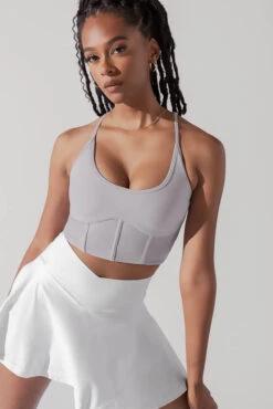 Plié Corset Crop Bralette - Lavender Grey -Quality Sport Wear PileCorsetCropTop LavenderGrey 1049 0010 Edit 1