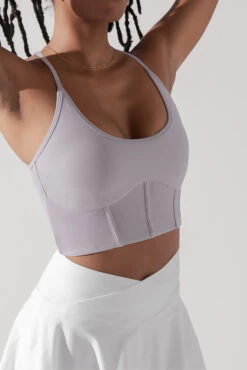 Plié Corset Crop Bralette - Lavender Grey -Quality Sport Wear PileCorsetCropTop LavenderGrey 1049 0021 Edit 1