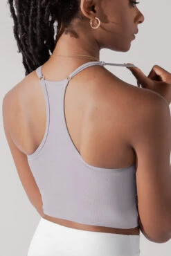 Plié Corset Crop Bralette - Lavender Grey -Quality Sport Wear PileCorsetCropTop LavenderGrey 1049 0036 Edit 1