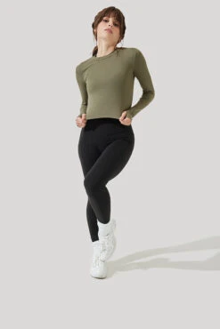 Refine Long Sleeve Top - Dark Olive -Quality Sport Wear Refine Long Sleeve Top Dark Olive B1013 3109