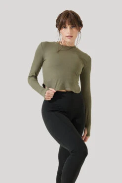 Refine Long Sleeve Top - Dark Olive -Quality Sport Wear Refine Long Sleeve Top Dark Olive B1013 3112