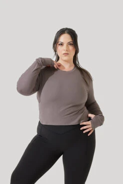 Refine Long Sleeve Top - Woodland Taupe -Quality Sport Wear Refine Long Sleeve Top Iron B1013 1396