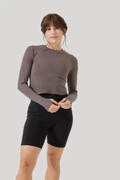 Refine Long Sleeve Top - Woodland Taupe -Quality Sport Wear Refine Long Sleeve Top Iron B1013 3302