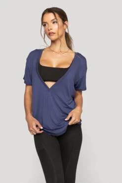 Reversible Deep V Tee - Nightshade Blue -Quality Sport Wear Reversible Deep V Tee Nightshade Blue B1015 00339