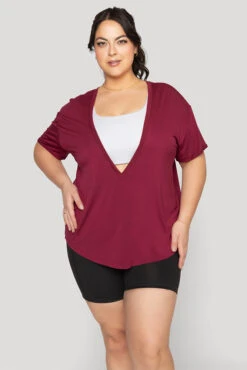 Reversible Deep V Tee - Sangria -Quality Sport Wear Reversible Deep V Tee Sangria B1015 02945