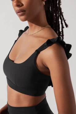 Romance Ruffle Bra - Black -Quality Sport Wear RomanceRuffleBra Black A1012 0873 Edit