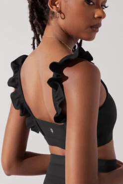 Romance Ruffle Bra - Black -Quality Sport Wear RomanceRuffleBra Black A1012 0886 Edit
