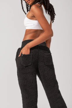 Blanket Pants In Faux Sherpa - Black -Quality Sport Wear SamaraOutfit7 0775 Edit
