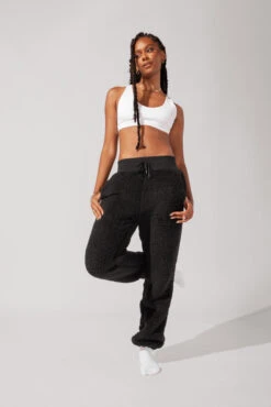 Blanket Pants In Faux Sherpa - Black -Quality Sport Wear SamaraOutfit7 0813 Edit