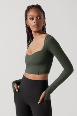 Sweetheart Long Sleeve Crop Top - Forestwood -Quality Sport Wear SoHoSweetheartLongSleeveCropTop Forestwood B1008 0509 Edit