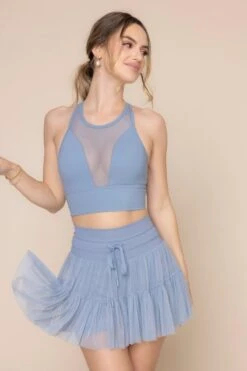 Pirouette Tiered Skort - Blue Storm -Quality Sport Wear StellarBra 1400 PirouetteSkort BlueStorm 6064 03118